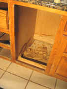Repair work required - Old ice maker appliance leak caused damage to cabinet bottom
