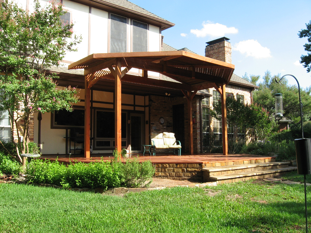 Redwood Deck With Patio Cover